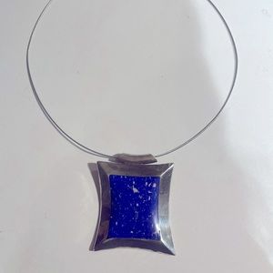 unusual lapis necklace sterling silver